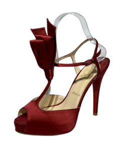 CHRISTIAN LOUBOUTIN Cathay Bow Sandal Heel in Ruby (37) 6