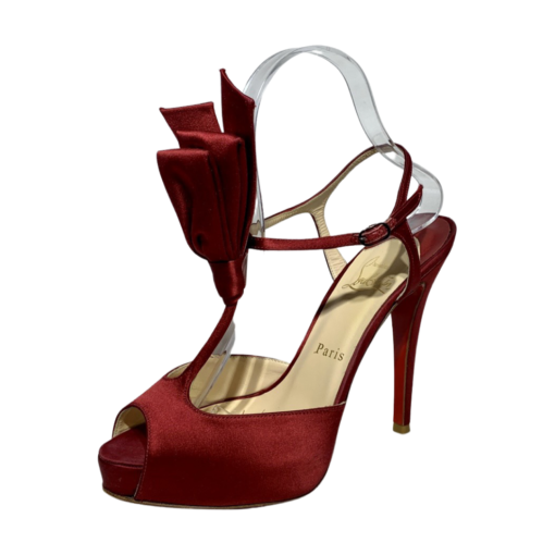 CHRISTIAN LOUBOUTIN Cathay Bow Sandal Heel in Ruby (37) 2