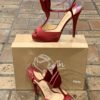 CHRISTIAN LOUBOUTIN Cathay Bow Sandal Heel in Ruby (37) 7