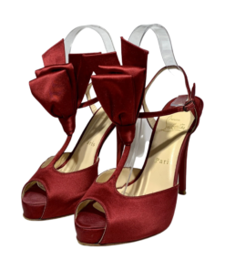 CHRISTIAN LOUBOUTIN Cathay Bow Sandal Heel in Ruby (37) 8