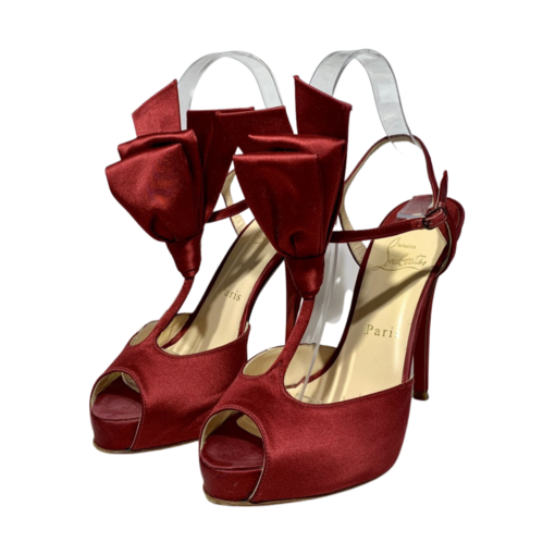 CHRISTIAN LOUBOUTIN Cathay Bow Sandal Heel in Ruby (37) 4