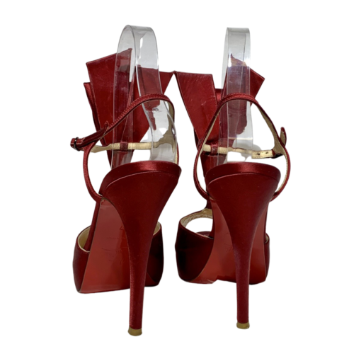CHRISTIAN LOUBOUTIN Cathay Bow Sandal Heel in Ruby (37) 5