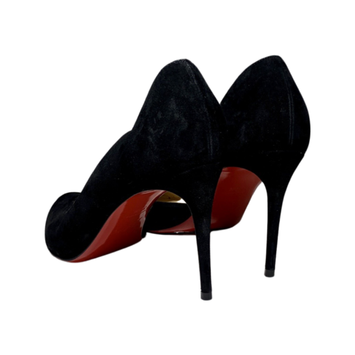 CHRISTIAN LOUBOUTIN Round Chick Suede Pumps in Black 39.5 2