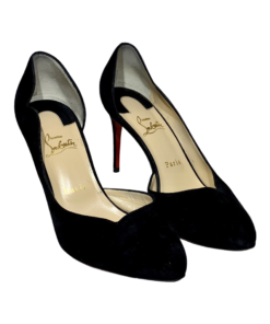 CHRISTIAN LOUBOUTIN Round Chick Suede Pumps in Black 39.5 7
