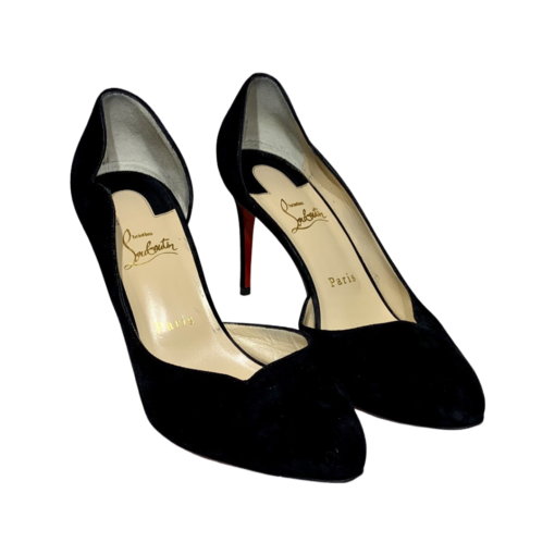 CHRISTIAN LOUBOUTIN Round Chick Suede Pumps in Black 39.5 3