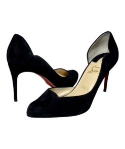 CHRISTIAN LOUBOUTIN Round Chick Suede Pumps in Black 39.5 8
