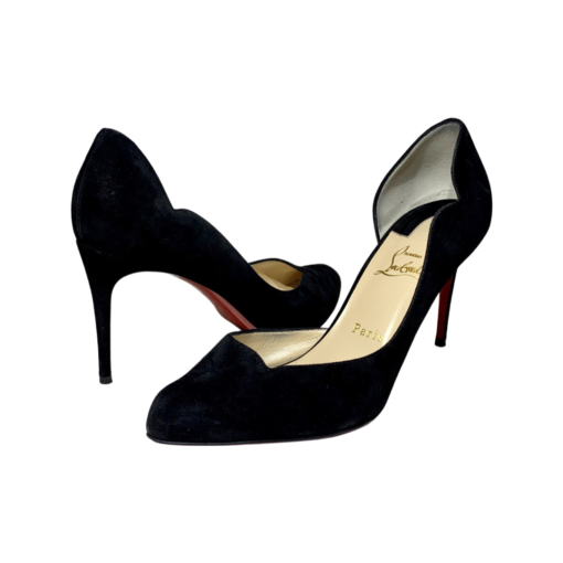CHRISTIAN LOUBOUTIN Round Chick Suede Pumps in Black 39.5 4