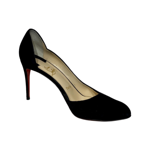 CHRISTIAN LOUBOUTIN Round Chick Suede Pumps in Black 39.5 5