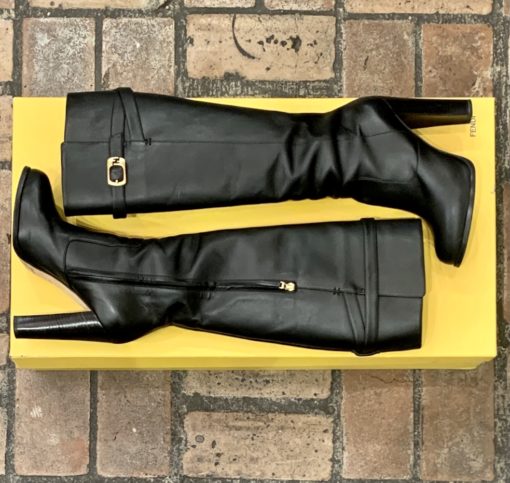 FENDI Stivale Leather Boots in Black 36 1
