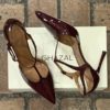GHAZAL Patent T Strap Sandal Heel in Burgundy (39.5) 13