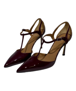 GHAZAL Patent T Strap Sandal Heel in Burgundy (39.5) 6
