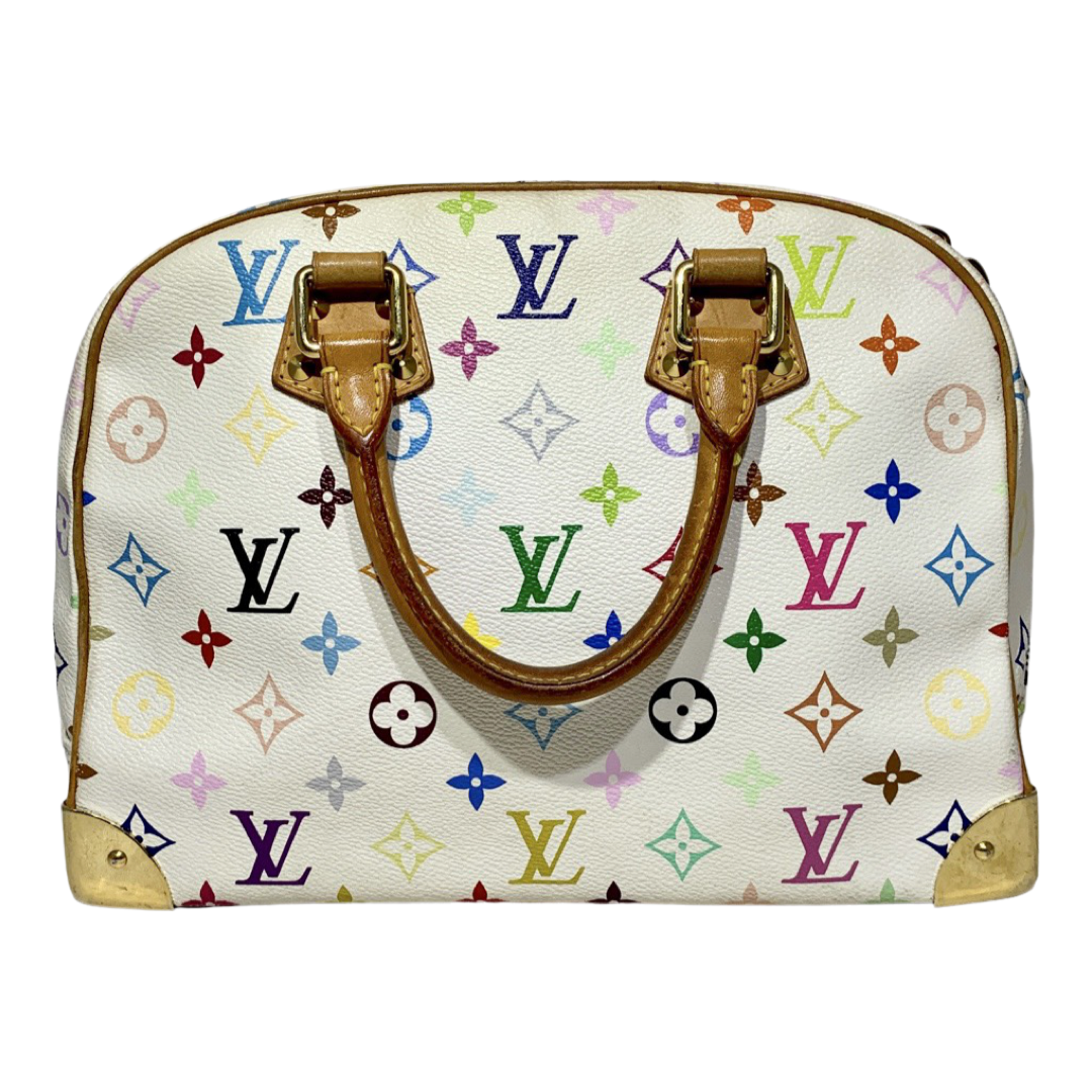 Preloved Louis Vuitton Trouville White Multicolor Monogram Bag
