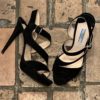 PRADA Suede Strappy Sandal Heel in Black 39 8