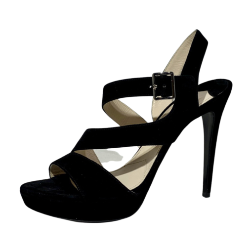 PRADA Suede Strappy Sandal Heel in Black 39 4