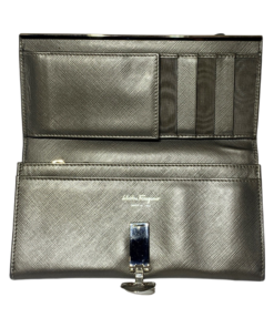 SALVATORE FERRAGAMO Gancini Continental Wallet in Dark Silver Metallic 6