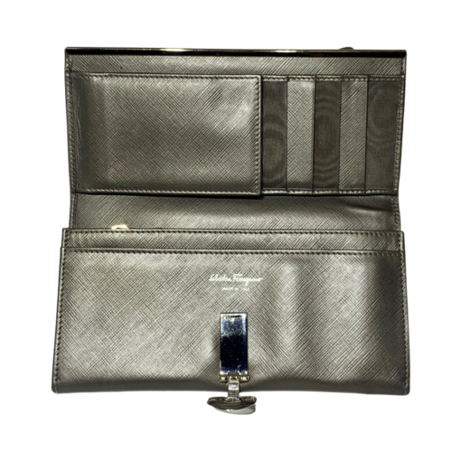 SALVATORE FERRAGAMO Gancini Continental Wallet in Dark Silver Metallic 2