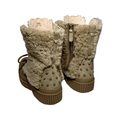 TODS Shearling Boots in Nude 35.5 3