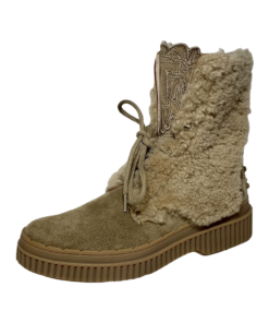 TODS Shearling Boots in Nude 35.5 7