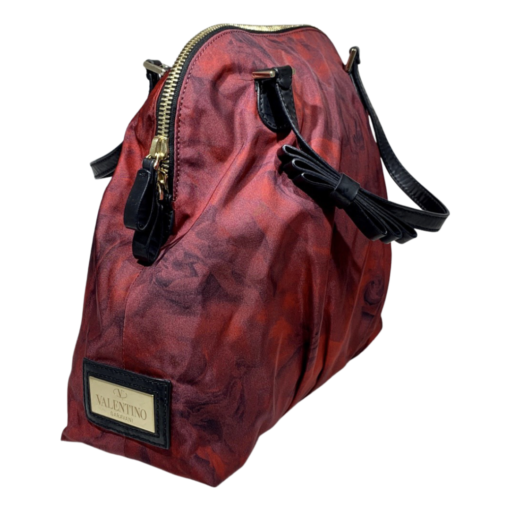 VALENTINO Red Nylon Flowerland Zip Top Handle Tote Bag 2