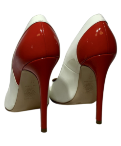 VERSACE Patent Leather Pumps in Red and White (35) 6