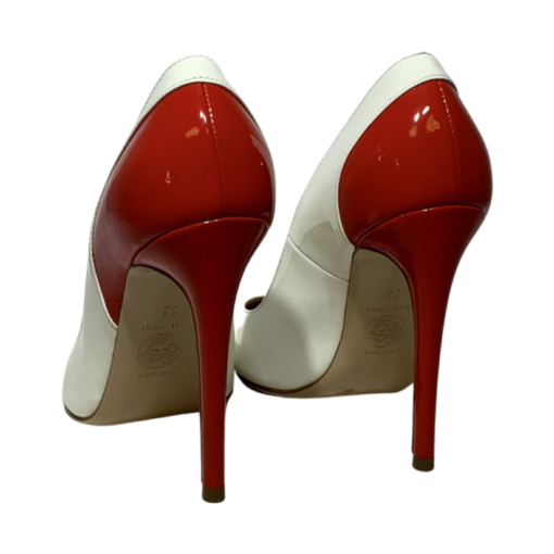 VERSACE Patent Leather Pumps in Red and White (35) 3