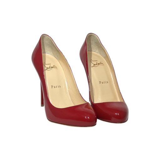CHRISTIAN LOUBOUTIN Patent Simple Pump in Red 37.5 4