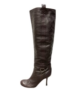 DIOR Cannage Quilted Leather Boots in Brown (38.5) 7