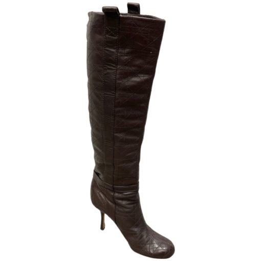 DIOR Cannage Quilted Leather Boots in Brown (38.5) 4