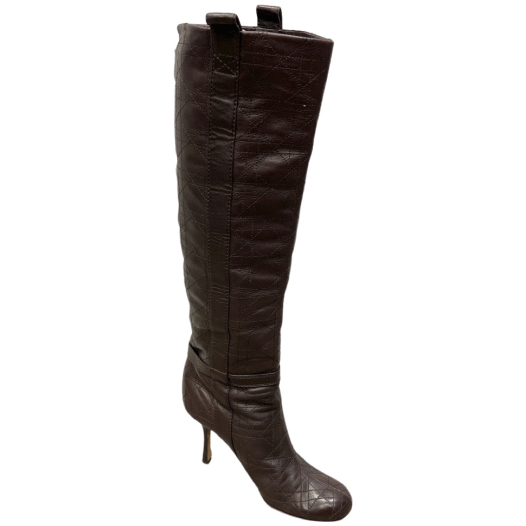 DIOR Cannage Quilted Leather Boots in Brown (38.5) - More Than You Can ...