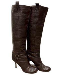 DIOR Cannage Quilted Leather Boots in Brown (38.5) 9