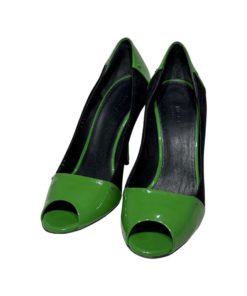 GUCCI Suede Patent Pumps in Green and Black (7) 7