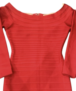 HERVE LEGER LS Bodycon Dress in Red (Medium) 5