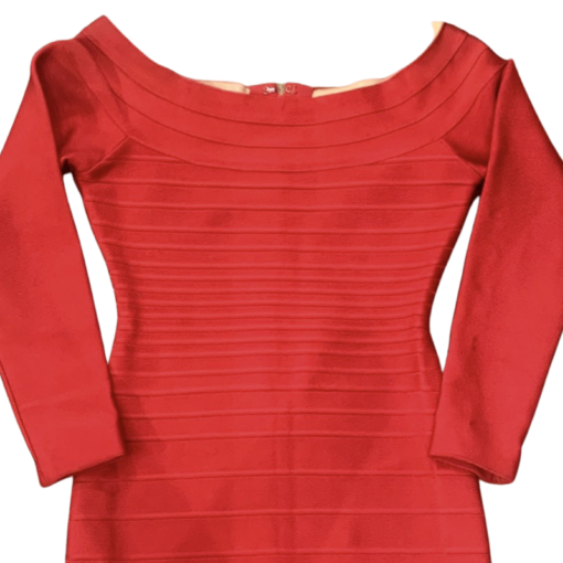 HERVE LEGER LS Bodycon Dress in Red (Medium) 2