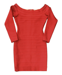 HERVE LEGER LS Bodycon Dress in Red (Medium) 7