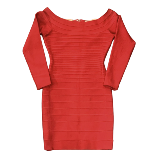 HERVE LEGER LS Bodycon Dress in Red (Medium) 4