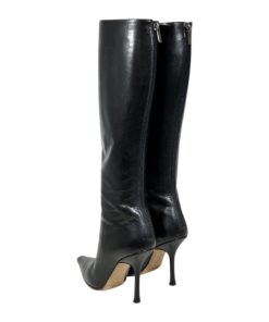 JIMMY CHOO Leather Knee Boots in Black (38) 10