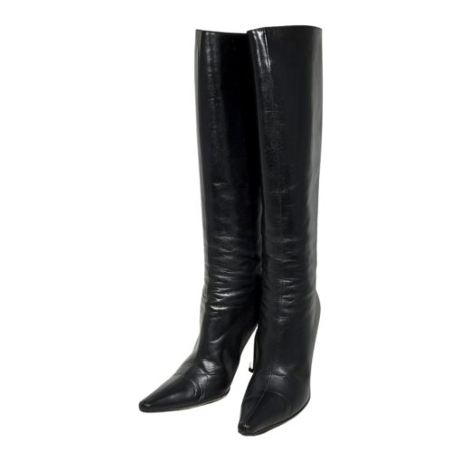 JIMMY CHOO Leather Knee Boots in Black (38) 6