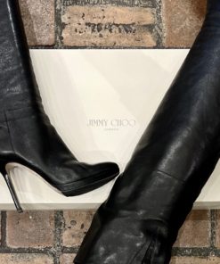 JIMMY CHOO Over The Knee Leather Boots in Black (37.5) 4