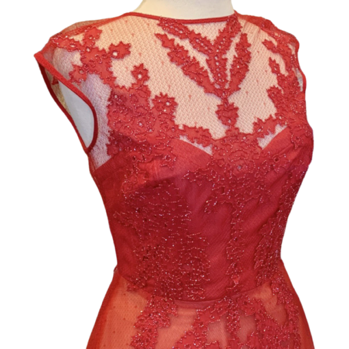 MONIQUE LHUILLIER Lace Tulle Gown in Red (10) 2