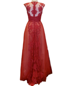 MONIQUE LHUILLIER Lace Tulle Gown in Red (10) 8