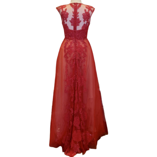 MONIQUE LHUILLIER Lace Tulle Gown in Red (10) 3