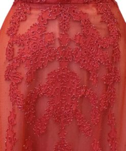MONIQUE LHUILLIER Lace Tulle Gown in Red (10) 9