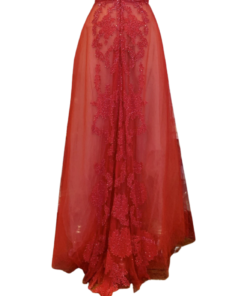 MONIQUE LHUILLIER Lace Tulle Gown in Red (10) 10