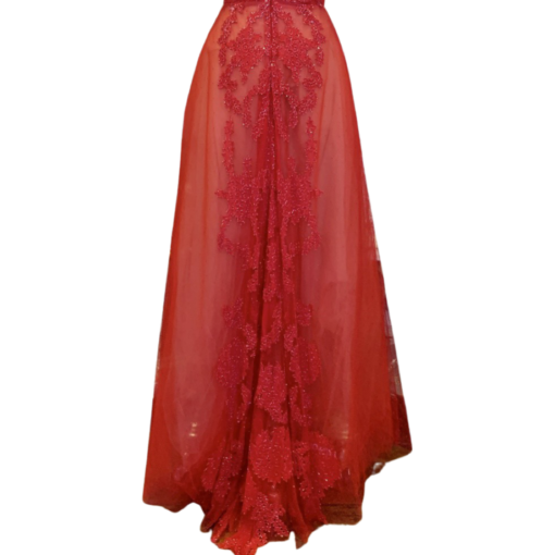 MONIQUE LHUILLIER Lace Tulle Gown in Red (10) 5
