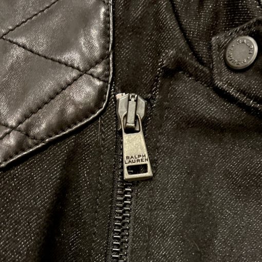 RALPH LAUREN Leather Denim Jacket in Black (4) 4