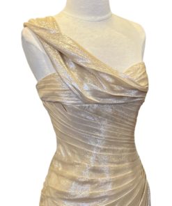 ROMONA KEVEZA Long Shimmering Gown in Gold (6) 7