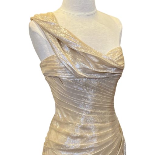 ROMONA KEVEZA Long Shimmering Gown in Gold (6) 2