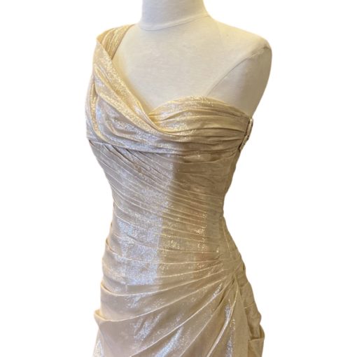 ROMONA KEVEZA Long Shimmering Gown in Gold (6) 5