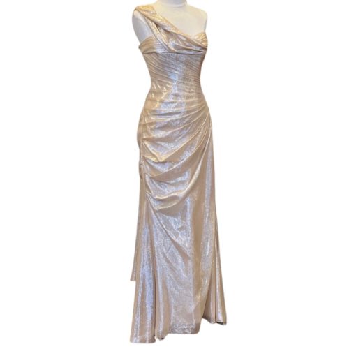 ROMONA KEVEZA Long Shimmering Gown in Gold (6) 6