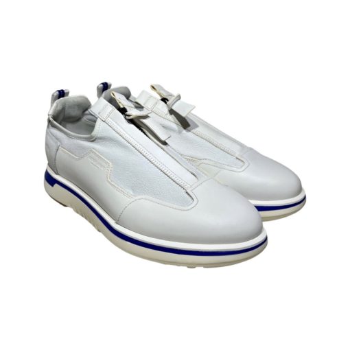 GIORGIO ARMANI Zip Sneakers in White and Blue 5